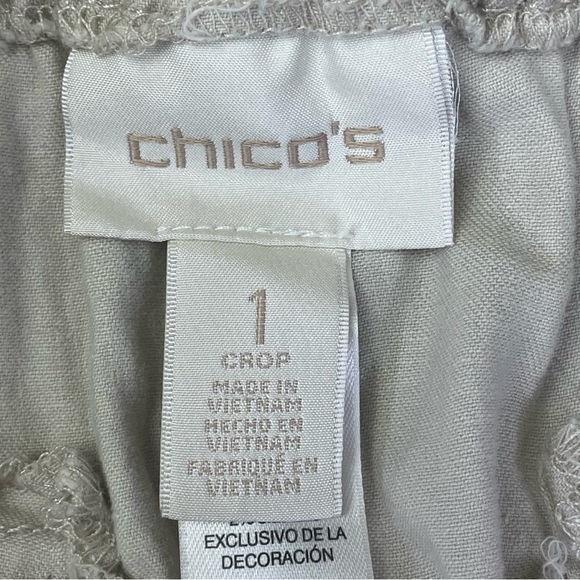 Chico's size Medium Chicos size 1 tan cargo linen cotton blend cropped pants - Picture 6 of 9